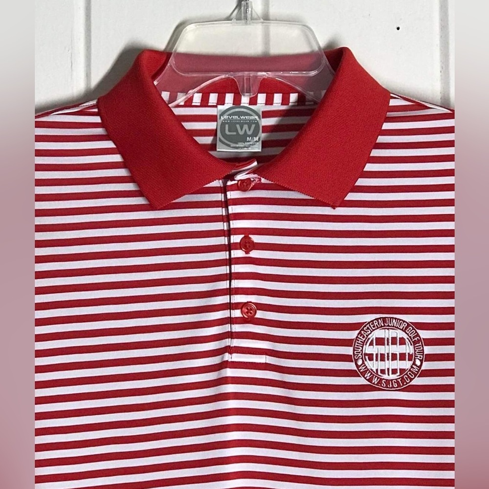 Red Whit Stripe Levelwear Southeastern Junior Golf Tour Polo Shirt
Medium Unisex - Picture 13 of 16
